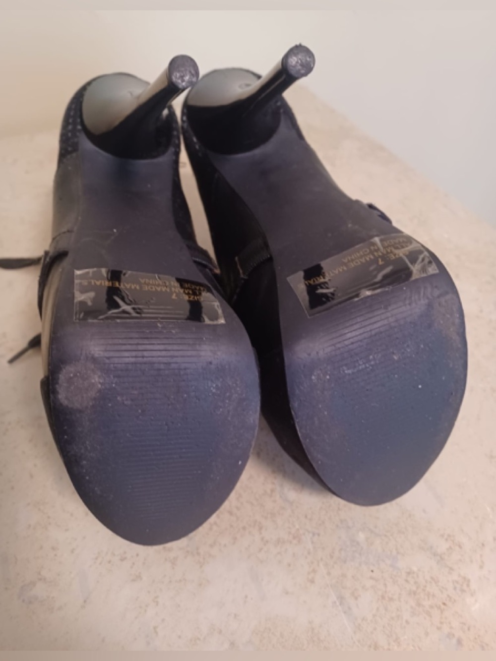 Qupid Black Lace-Up Platform Ankle Boots - Picture 5 of 5